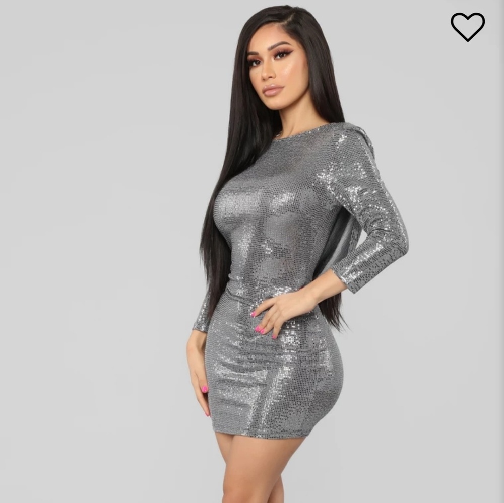 Sequin Mini Dress - Silver - Picture 2 of 6
